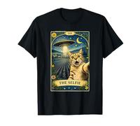 El Gato Selfie Tarot Carta OVNI Alien Sci Fi Parodia Invasión Camiseta