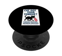 ¿El Gato Tiene la Lengua? Gatito Negro PopSockets PopGrip Adhesivo