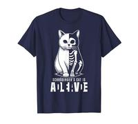 El Gato Vivo y Muerto de Schrödinger Mecánica cuántica Física Camiseta, Hombre, Azul Marino, XL