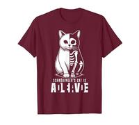 El Gato Vivo y Muerto de Schrödinger Mecánica cuántica Física Camiseta, Hombre, Granate, M