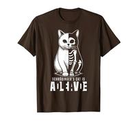 El Gato Vivo y Muerto de Schrödinger Mecánica cuántica Física Camiseta, Hombre, Marrón, M