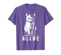 El Gato Vivo y Muerto de Schrödinger Mecánica cuántica Física Camiseta, Hombre, Morado Jaspeado, S