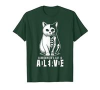 El Gato Vivo y Muerto de Schrödinger Mecánica cuántica Física Camiseta, Hombre, Verde Bosque, M