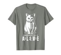 El Gato Vivo y Muerto de Schrödinger Mecánica cuántica Física Camiseta, Hombre, Verde Militar Jaspeado, XXL