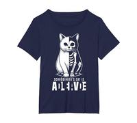 El Gato Vivo y Muerto de Schrödinger Mecánica cuántica Física Camiseta, Mujer Tallas Grandes, Azul Marino, 2XL Grande