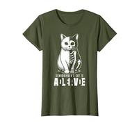El Gato Vivo y Muerto de Schrödinger Mecánica cuántica Física Camiseta, Mujer, Verde Oliva, XS