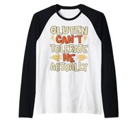 El Gluten no me tolera en Realidad Humor sin Gluten Divertido Camiseta Manga Raglan