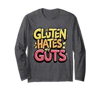 El gluten odia mis entrañas Sin gluten Divertido El gluten me odia Manga Larga