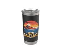 El Gran Lago Salado Utah Turista Vintage Retro Puesta Del Sol Agua Vaso térmico de acero inoxidable de doble pared