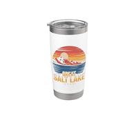 El Gran Lago Salado Utah Turista Vintage Retro Puesta Del Sol Agua Vaso térmico de acero inoxidable de doble pared
