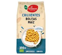 El Granero Integral - 350 g de Bolitas Ecológicas de Maíz con Miel - Elaborado con Harina de Maíz, Azúcar de Caña y Miel - Ideal como Desayuno o Tentempié