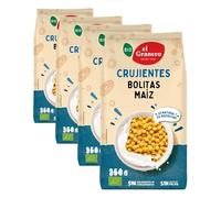 El Granero Integral - 350 g de Bolitas Ecológicas de Maíz con Miel - Elaborado con Harina de Maíz, Azúcar de Caña y Miel - Ideal como Desayuno o Tentempié (Paquete de 4)