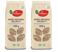 El Granero Integral - Arroz Integral Basmati Ecológico - Cultivo Ecológico - Aroma Suave y Textura Ligera - Ideal para Guarniciones y Platos Saludables - 500 g (Paquete de 2)