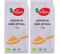 El Granero Integral - Azúcar de Caña Integral - 1kg - Elaborado con Melaza de Caña - Rico en Vitaminas y Minerales - Ideal para Bebidas y Repostería - Apto para Veganos (Paquete de 2)
