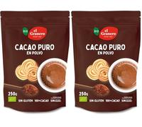 EL GRANERO INTEGRAL - Cacao en Polvo BIO 250 g - 100% Puro y Natural, Sin Azúcar Añadido, Apto para Veganos, Ideal para Bebidas y Repostería (Paquete de 2)