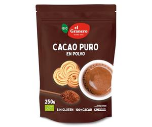 EL GRANERO INTEGRAL - Cacao en Polvo BIO 250 g - 100% Puro y Natural, Sin Azúcar Añadido, Apto para Veganos, Ideal para Bebidas y Repostería