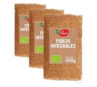 El Granero Integral - Fideos de Trigo Integral BIO - 500 g - Fuente Rica en Proteínas - Alto Aporte Energético - Ideal para Todas las Recetas de Pasta - Aptos para Veganos (Paquete de 3)