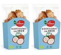 El Granero Integral - Galletas Artesanas con Coco BIO - 220 g - Alto Contenido en Fibra y Nutrientes Esenciales - Propiedades Energéticas - Bajo Índice Glucémico - Aptas para Veganos (Paquete de 2)