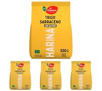 El Granero Integral - Harina de Trigo Sarraceno BIO - 500 g - Sin Gluten - Rica en Fibra y Nutrientes - Mejora la Digestión - Apta para Veganos (Paquete de 4)