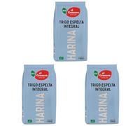 El Granero Integral - Harina Ecológica de Trigo Espelta Integral de 1 kg - Sin Azúcar Añadido - Alto Contenido en Carbohidratos y Fitonutrientes - Indicada para Elaborar Galletas o Pan (Paquete de 3)