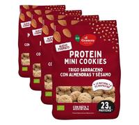 El Granero Integral - Mini Cookies Proteicas de Almendra y Sesamo BIO - 130 g - Alto Contenido en Proteínas - Fuente de Energía Natural - Aptas para Dietas Saludables (Paquete de 4)