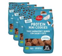 El Granero Integral - Mini Cookies Proteicas de Cacao y Coco BIO - 130 g - Alto Contenido en Proteínas - Fuente de Energía Natural - Aptas para Dietas Saludables (Paquete de 4)