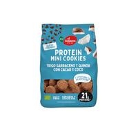 El Granero Integral - Mini Cookies Proteicas de Cacao y Coco BIO - 130 g - Alto Contenido en Proteínas - Fuente de Energía Natural - Aptas para Dietas Saludables