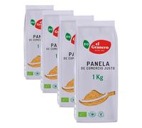 El Granero Integral - Panela de Comercio Justo - 1 kg - Edulcorante Natural - Rica en Vitaminas y Minerales - Reduce la Glucosa en Sangre - Apta para Veganos (Paquete de 4)