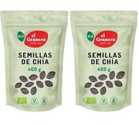 El Granero Integral - Semillas de Chía BIO - 400 g - Fuente de Proteínas y Ácidos Grasos Omega-3 - Ricas en Fibra, Minerales y Antioxidantes - Aptas para Veganos (Paquete de 2)