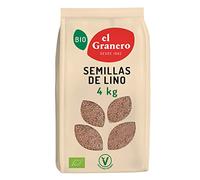 El Granero Integral - Semillas de Lino BIO - 4 kg - Fuente de Proteínas y Ácidos Grasos Omega-3 - Ricas en Fibra y Antioxidantes - Regulan el Azúcar en la Sangre - Aptas para Veganos