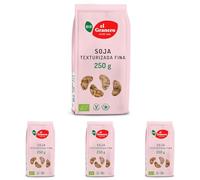 El Granero Integral - Soja Texturizada Fina Bio - 250 g - Rico en Proteínas y Vitaminas - Fuente Natural de Fibra - Favorece el Sistema Digestivo - Apta para Veganos (Paquete de 4)