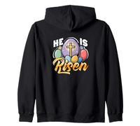 Él ha resucitado Cristiano Domingo de Pascua Cruz Resurrección Huev Sudadera con Capucha