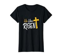 Él ha resucitado la Pascua Jesús Resurrección Religiosa Cristiana Camiseta gráfica económica, Mujer, Negro, XL