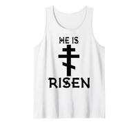 Él ha resucitado Ortodoxo Cristiano Griego Pascua Ortodoxa Pascua Camiseta sin Mangas