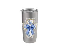 Él ha resucitado Pascua fe cristiana Jesús Cruz floral Vaso térmico de acero inoxidable de doble pared