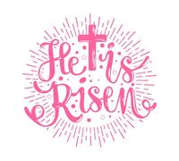 Él ha resucitado tipográficamente con el amanecer. Pegatinas de pared 67.2x67.4cm Embellecimiento de paredes Rosa