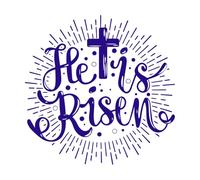 Él ha resucitado tipográficamente con el amanecer. Pegatinas de pared de vinilo 42x42.1cm Varios tamaños Azul oscuro