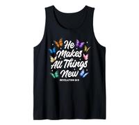 Él Hace Que Todas Las Cosas Nuevas revelaciones versículo bíblico Mariposas Camiseta sin Mangas
