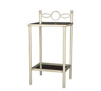 El Herrero Mesita de Noche de Forja Alcolea Metal Acabado Antideslizante Artesanal Incluye Cristales. 64x40x35cm. (Negro-Oro)