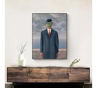 El Hijo del Hombre, surrealista, Magritte, pintura de pared, lienzo, póster, personas, manzana, imagen para dormitorio, decoración del hogar (35 x 50 cm)