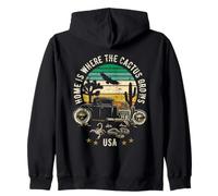 El hogar es Donde Crece el Cactus, diseño de Estilo Retro Hotrod de EE. UU. Sudadera con Capucha