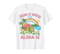 El hogar es Donde el Aloha es Hawaiian Beach Surf Paradise Art Camiseta