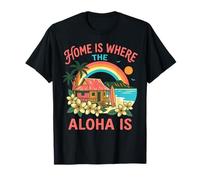 El hogar es Donde el Aloha es Hawaiian Beach Surf Paradise Art Camiseta