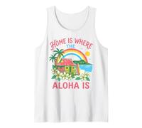 El hogar es Donde el Aloha es Hawaiian Beach Surf Paradise Art Camiseta sin Mangas