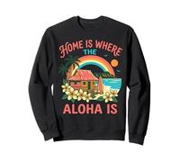 El hogar es Donde el Aloha es Hawaiian Beach Surf Paradise Art Sudadera