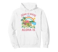 El hogar es Donde el Aloha es Hawaiian Beach Surf Paradise Art Sudadera con Capucha