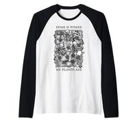 El hogar es Donde están mis Plantas Jardinero Esqueleto Flor cráneo Camiseta Manga Raglan