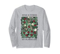 El hogar es Donde están mis Plantas Jardinero Esqueleto Flor cráneo Manga Larga