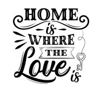 El hogar no es un lugar, es un sentimiento familiar. Pegatinas de pared 67.2x68.2cm Decoración artística Negro