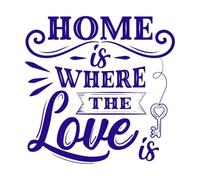 El hogar no es un lugar, es un sentimiento familiar. Pegatinas de pared de vinilo 54.6x55.4cm Cultura del tatuaje Azul oscuro